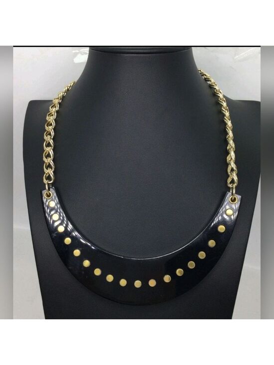 Chico's Jewelry - Chico's Black Acrylic Crescent Shape Necklace 18"